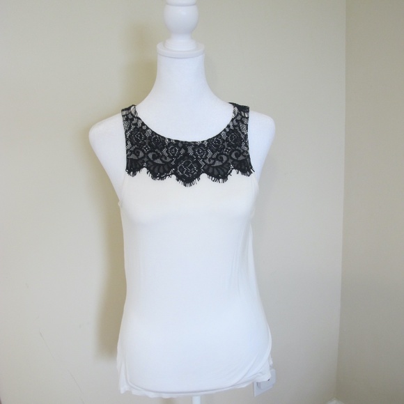 Express Tops - Express Women's Lace Sleeveless date night Top Shirt Size Small black white EUC